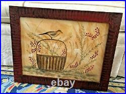 Ann Rea Heritage Theorem Painting Folk Bird with Basket 21.75 x 17 Ltd. Edt