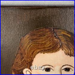 Ann Reid Folk Art Portrait Painting Girl One Shoe Off Americana Style