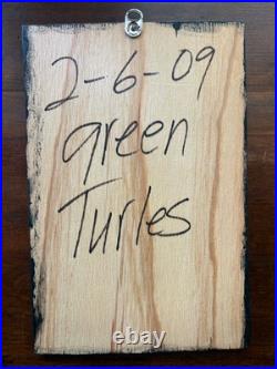 Annie Tolliver Folk Art Wooden Board Painting Green Turtles
