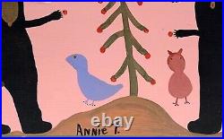 Annie Tolliver Folk Art painting- Outsider Alabama Adam and Eve on wood