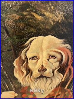 Anthropomorphic Vintage Big Oil On Canvas Dog Fishing Signed Hamilton 30x41 OOAK Anthropomorphic Vintage Big Oil On Canvas Dog Fishing Signed Hamilton 30x41 OOAK