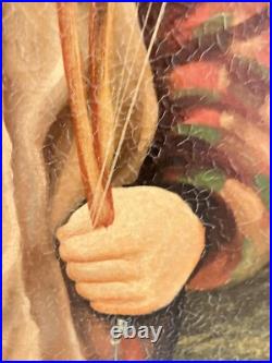 Anthropomorphic Vintage Big Oil On Canvas Dog Fishing Signed Hamilton 30x41 OOAK