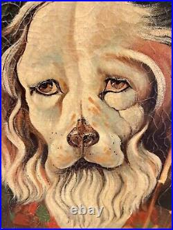 Anthropomorphic Vintage Big Oil On Canvas Dog Fishing Signed Hamilton 30x41 OOAK Anthropomorphic Vintage Big Oil On Canvas Dog Fishing Signed Hamilton 30x41 OOAK