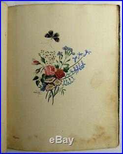 Antique 1826 MANUSCRIPT POETRY FOLK ART JOURNAL Handwritten PAINTINGS Sketchbook