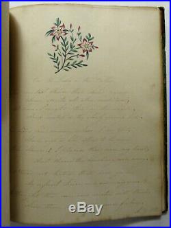Antique 1826 MANUSCRIPT POETRY FOLK ART JOURNAL Handwritten PAINTINGS Sketchbook