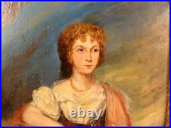 Antique 1828 Folk Art Portrait of Woman O/B Painting