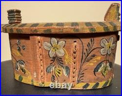 Antique 1840-50's Swedish Folk Art Painted Bentwood Svepask Tine Box Antique 1840-50's Swedish Folk Art Painted Bentwood Svepask Tine Box