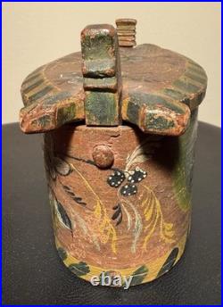 Antique 1840-50's Swedish Folk Art Painted Bentwood Svepask Tine Box