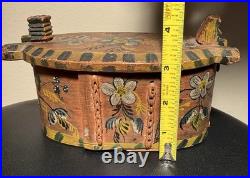 Antique 1840-50's Swedish Folk Art Painted Bentwood Svepask Tine Box