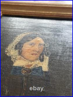 Antique 1853 Folk Art Portrait Pair 19th C Oil On Canvas Gilt Frames
