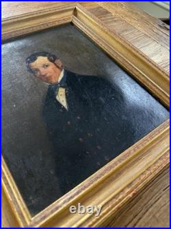 Antique 1853 Folk Art Portrait Pair 19th C Oil On Canvas Gilt Frames