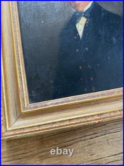 Antique 1853 Folk Art Portrait Pair 19th C Oil On Canvas Gilt Frames