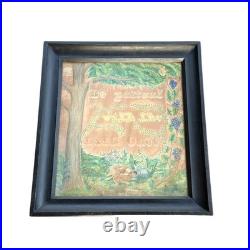 Antique 1859 Folk Art Watercolor Motto Painting Be Patient With the Little Ones