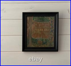 Antique 1859 Folk Art Watercolor Motto Painting Be Patient With the Little Ones