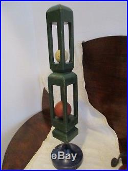 Antique 1880s New England Folk Art Carved Painted Puzzle Balls Cage Whimsy aafa