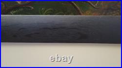 Antique 1888 Folk Art Baby Chicks Oil Painting on board, Signed Eleanor