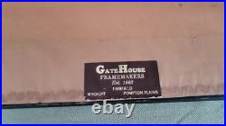 Antique 1888 Folk Art Baby Chicks Oil Painting on board, Signed Eleanor