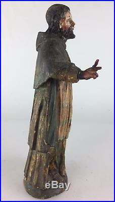 Antique 18thC Spanish Santos Colonial Folk Art Carved Painted Wood Mexican Saint