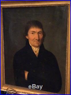 Antique 18th C Folk Art Painting Portrait Att To Frederick Brandes