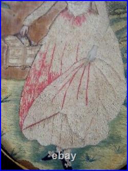 Antique 18th Century Folk Art Needlework Picture