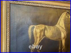 Antique 18th century Equestrian Horse Portrait Oil Painting Stubbs Style Folk