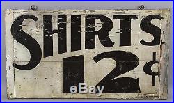 Antique 1920s, Shirt 12, Department Store Advertising Folk Art Painted Sign