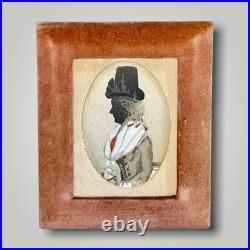 Antique 19thC. American Folk Art Miniature Portrait Silhouette Painting 5 1/2X5
