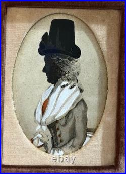Antique 19thC. American Folk Art Miniature Portrait Silhouette Painting 5 1/2X5