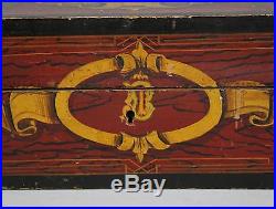 Antique 19thC American Sailor Made Folk Art Nautical Painted Decorated Wood Box
