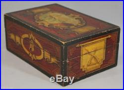 Antique 19thC American Sailor Made Folk Art Nautical Painted Decorated Wood Box