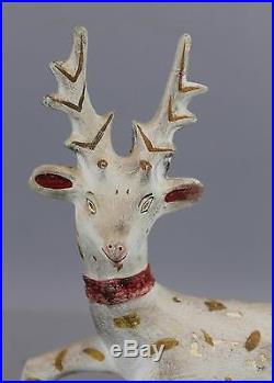 Antique 19thC Folk Art Painted Chalkware Chalk Stag Deer, No Reserve