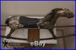 Antique 19th C Wooden Painted Rocking Horse Folk Art Toy Primitive Victorian 46