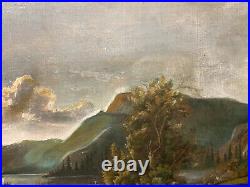 Antique 19th Century American Primitive Landscape Painting
