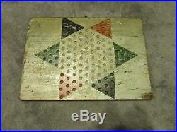 Antique 19th Century Folk Art Painted Game Board Chinese Checkers Thick Wood