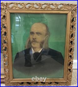 Antique 19th Hand Painted Portrait Man Mutton Chops Folk Art Oil Canvas Frame Antique 19th Hand Painted Portrait Man Mutton Chops Folk Art Oil Canvas Frame