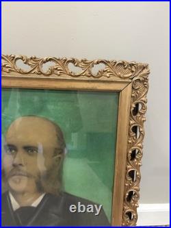 Antique 19th Hand Painted Portrait Man Mutton Chops Folk Art Oil Canvas Frame Antique 19th Hand Painted Portrait Man Mutton Chops Folk Art Oil Canvas Frame