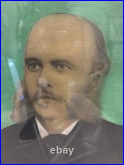 Antique 19th Hand Painted Portrait Man Mutton Chops Folk Art Oil Canvas Frame Antique 19th Hand Painted Portrait Man Mutton Chops Folk Art Oil Canvas Frame