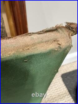 Antique 19th Hand Painted Portrait Man Mutton Chops Folk Art Oil Canvas Frame Antique 19th Hand Painted Portrait Man Mutton Chops Folk Art Oil Canvas Frame