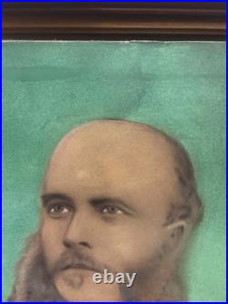 Antique 19th Hand Painted Portrait Man Mutton Chops Folk Art Oil Canvas Frame Antique 19th Hand Painted Portrait Man Mutton Chops Folk Art Oil Canvas Frame