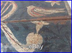 Antique 19th c. Painted Folk Art Chest or Small Trunk Lined in Boston Newspaper