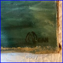 Antique 3 masted schooner seascape ocean original oil PAINTING by CaDean 1900s