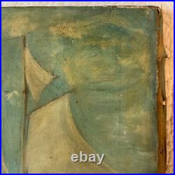 Antique 3 masted schooner seascape ocean original oil PAINTING by CaDean 1900s