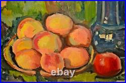Antique ALBERT EDEL Floral Fruit Basket Still Life Impressionist Oil Painting