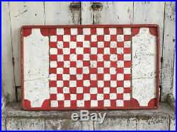 Antique Aafa Folk Art Double Sided Checkerboard Game Board Original Paint Red