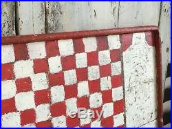 Antique Aafa Folk Art Double Sided Checkerboard Original Paint Red And White