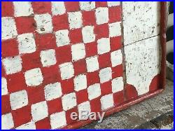 Antique Aafa Folk Art Double Sided Checkerboard Original Paint Red And White