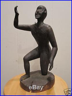Antique Afro Caribbean Or African Folk Art Figural Carving Paint Museum Quality