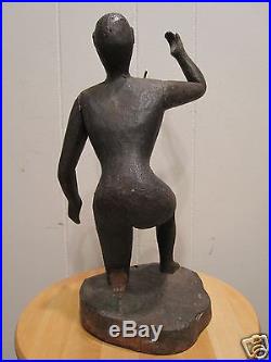 Antique Afro Caribbean Or African Folk Art Figural Carving Paint Museum Quality