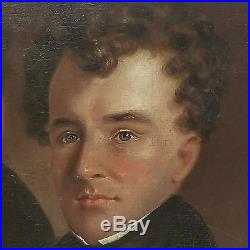 Antique American Americana Folk Art Oil Painting of Twin Brothers circa 1820