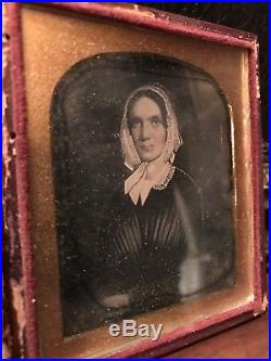 Antique American Folk Art Oil on Canvas Portrait of Woman Painting with Tin type